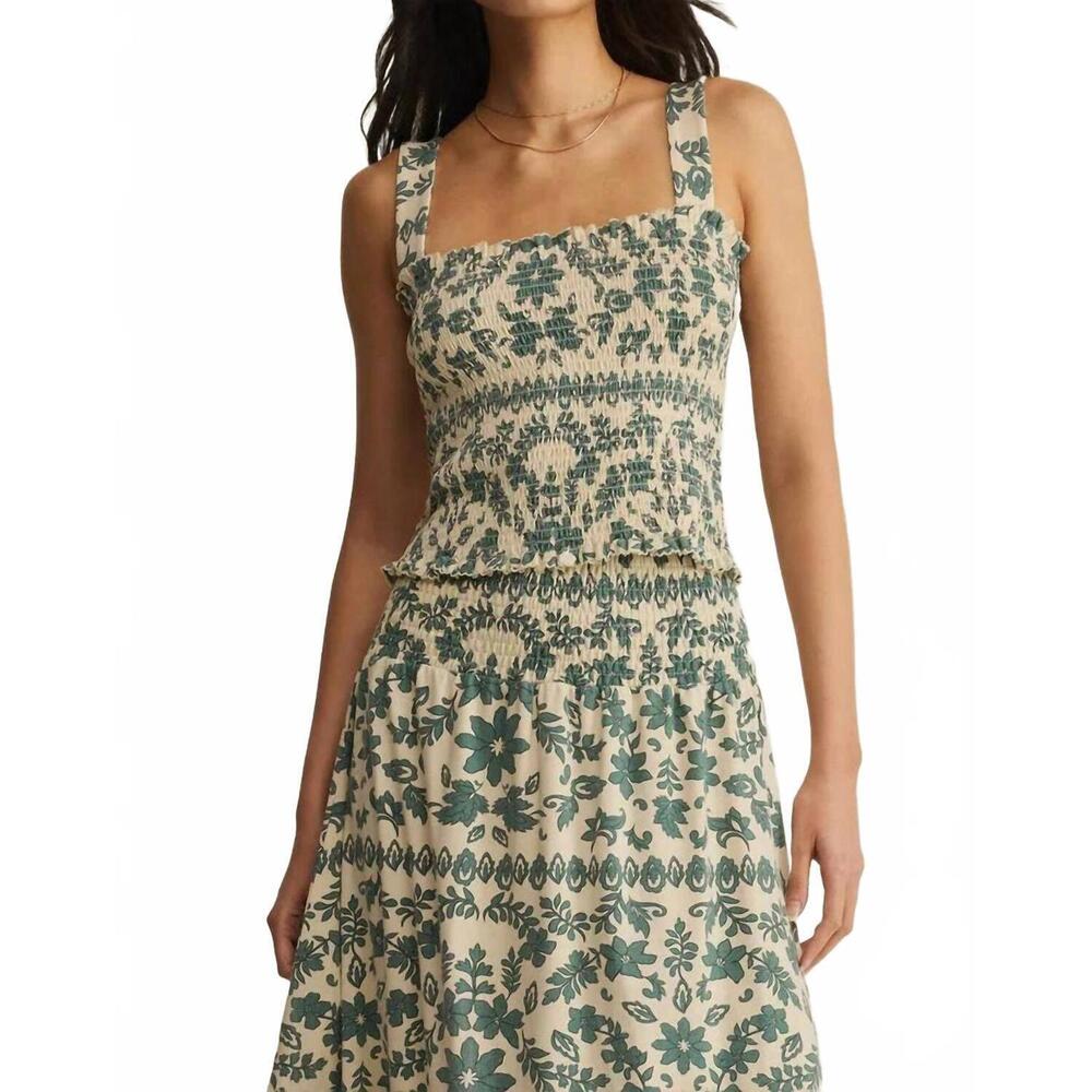 NEW Z SUPPLY leya tera paisley smocked top in everglade